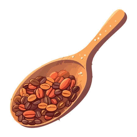 Fresh organic coffee seeds, healthy eatingのイラスト素材