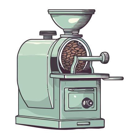 Freshly ground coffee beans brewed by baristaのイラスト素材