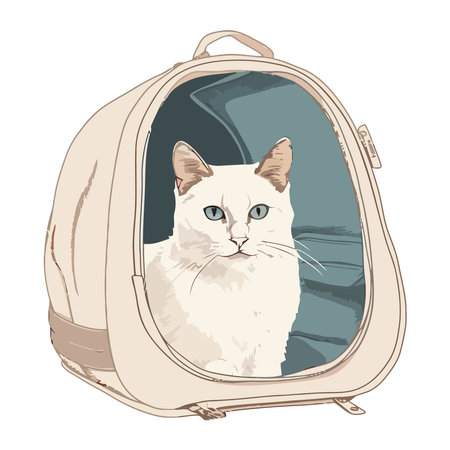 Pampered kitty travels in style in bagのイラスト素材