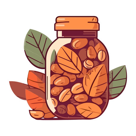 Fresh organic coffee and herb in jarのイラスト素材