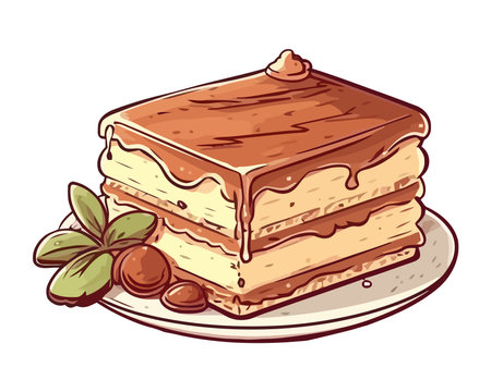 Layered chocolate cake with whipped cream icingのイラスト素材
