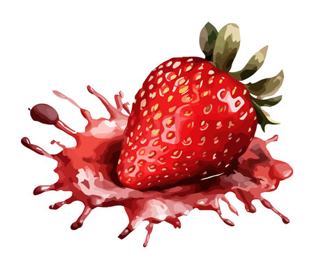 Juicy strawberry fruit a splash abstract backdropのイラスト素材