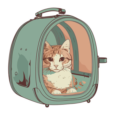 Pampered pet cat in luggageのイラスト素材
