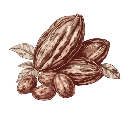 Hand drawn sketch of organic cacaoのイラスト素材