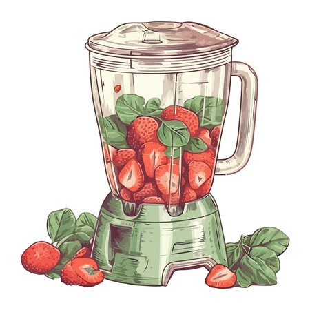 Juicy strawberry cocktail in a blenderのイラスト素材