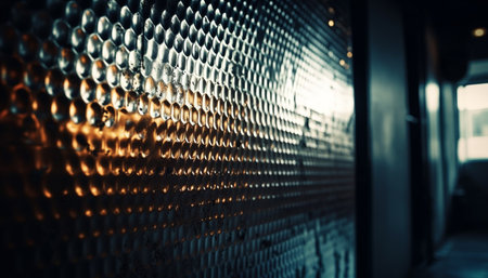 Shiny blue vanishing point, modern architecture, dim perspective, city life generated by artificial intelligenceの素材