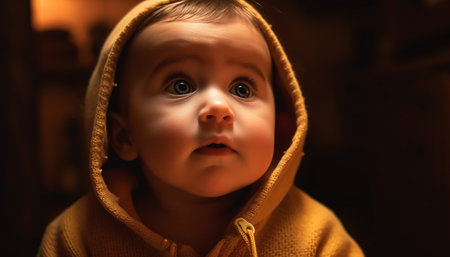 Smiling baby boy, full of innocence and cheerful happiness generated by artificial intelligenceの素材