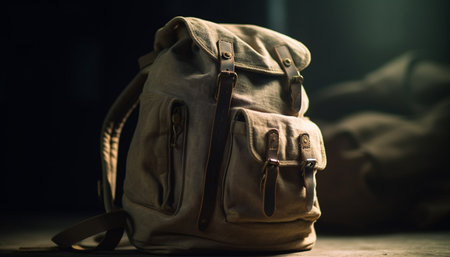 Comfortable backpack for hiking adventure in nature extreme sports environment generated by artificial intelligenceの素材
