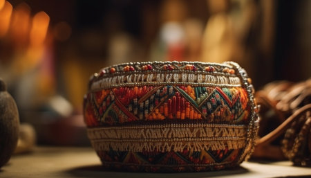 Turkish rug souvenir a woven, multi colored craft product for decoration generated by artificial intelligenceの素材