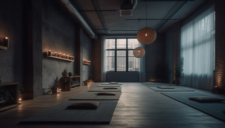 Modern luxury apartment with comfortable yoga space and elegant design generated by artificial intelligenceの素材