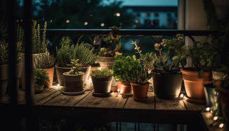 Modern indoor design with pine tree and potted plant accents generated by artificial intelligenceの素材