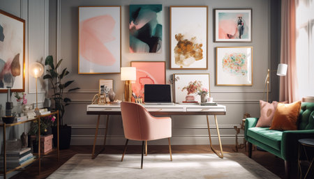 Modern apartment design with old fashioned elegance and creative decoration generated by artificial intelligenceの素材