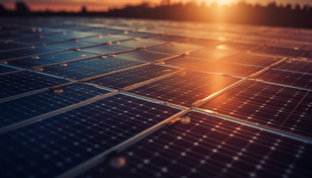 Solar panel generates alternative energy from the sun sunlight generated by artificial intelligenceの素材
