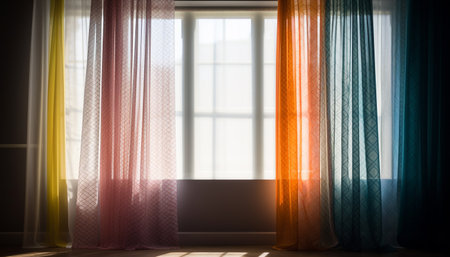 Bright striped pattern illuminated modern home interior design decoration generated by artificial intelligenceの素材