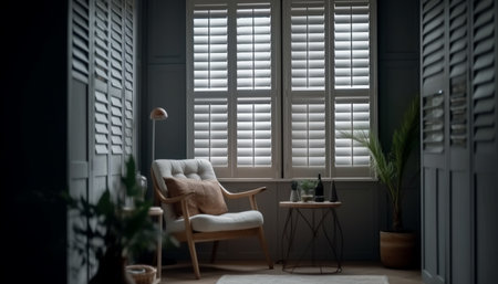 Modern office space with bright nature patterns and elegant decor generated by artificial intelligenceの素材