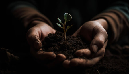 New life begins with teamwork, planting seeds for sustainable growth generated by artificial intelligenceの素材