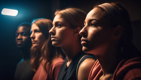 Young adults and women enjoy nightlife, performing arts event, friendship, togetherness generated by artificial intelligenceの素材