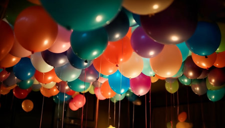 Vibrant colors illuminate the night sky in a celebration event generated by artificial intelligenceの素材