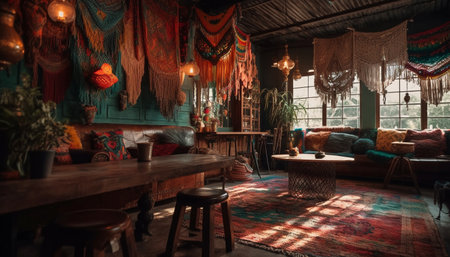 Modern design meets old fashioned elegance in comfortable home interior generated by artificial intelligenceの素材