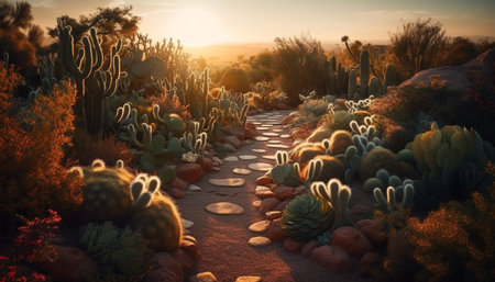 Underwater reef landscape with multi colored sea life and coral growth generated by artificial intelligenceの素材