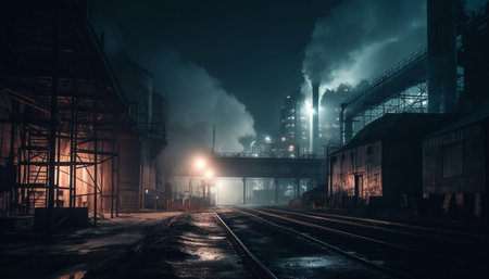 Dirty factory smoke pollutes environment, steel industry damaging nature generated by artificial intelligenceの素材