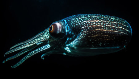 Multi colored fish in coral reef, close up underwater beauty generated by artificial intelligenceの素材