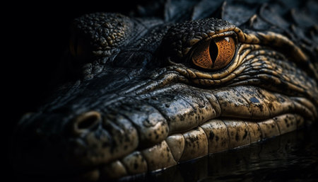 Animal teeth, reptile aggression, crocodile portrait, dangerous animal in nature generated by artificial intelligenceの素材