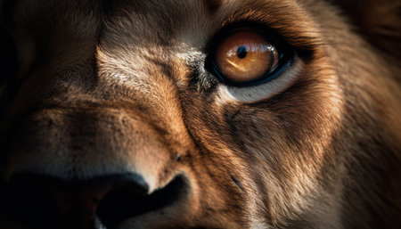 Cute puppy staring with one eye, fur and nose close up generated by artificial intelligenceの素材