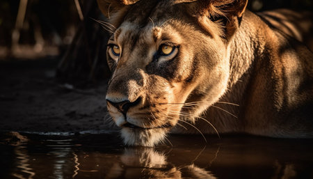 Wildlife reserve showcases majestic beauty in nature with safari animals generated by artificial intelligenceの素材