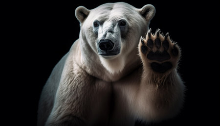 Cute furry mammal walking in nature, endangered species portrait generated by artificial intelligenceの素材