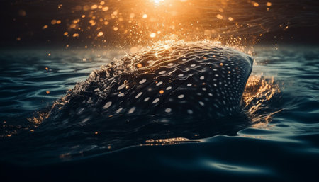 Underwater landscape Blue sea life in motion, reflecting sunlight generated by artificial intelligenceの素材