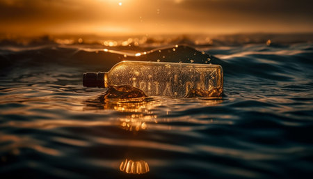 One person on a castaway adventure with a wine bottle generated by artificial intelligenceの素材