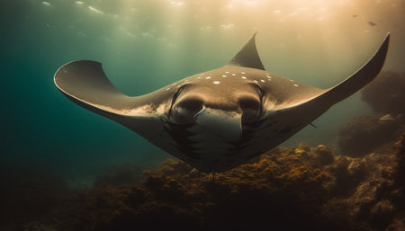 Majestic sea life in the wild, swimming in tropical climate generated by artificial intelligenceの素材