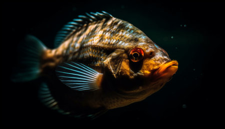 Colorful fish swim in tropical reef, showcasing natural beauty underwater generated by artificial intelligenceの素材