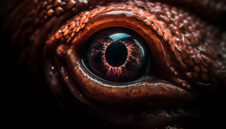 Animal eye staring, close up portrait of one mammal watching outdoors generated by artificial intelligenceの素材