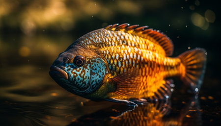 Colorful fish swim in natural beauty of tropical reef underwater generated by artificial intelligenceの素材