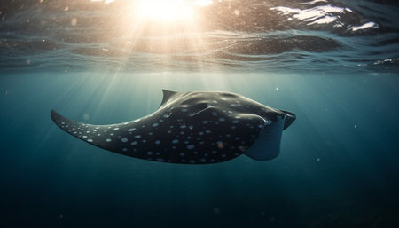 Deep below, majestic sea life in motion, an adventure awaits generated by artificial intelligenceの素材