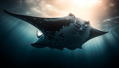 Majestic sea monster, a giant reptile from the prehistoric era generated by artificial intelligenceの素材