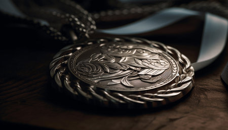 Metallic circle symbolizes wealth and success in business finance industry generated by artificial intelligenceの素材