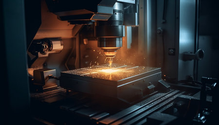 Precision metalwork using CNC machines and laser technology for accuracy generated by artificial intelligenceの素材