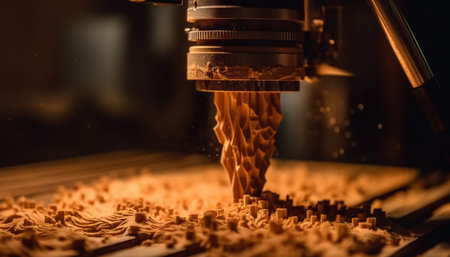 Precision metalwork in an automated factory using CNC machinery generated by artificial intelligenceの素材