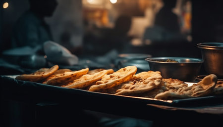 Indulgent homemade dessert baked with spicy gourmet ingredients on rustic table generated by artificial intelligenceの素材