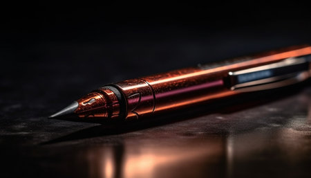 Metallic fountain pen with gold nib signs elegant document contract generated by artificial intelligenceの素材