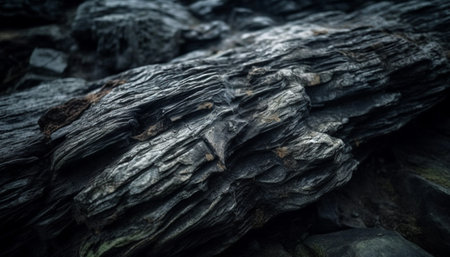 Rough stone cliff, wet with flowing water, a tranquil scene generated by artificial intelligenceの素材