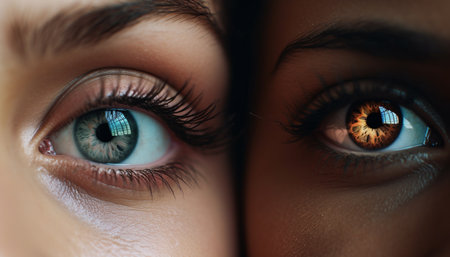 Blue eyed woman exudes glamor and sensuality in close up portrait generated by artificial intelligenceの素材