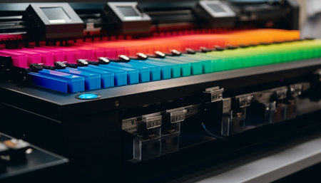 Modern machinery controls electrical equipment in the electronics industry factory generated by artificial intelligenceの素材