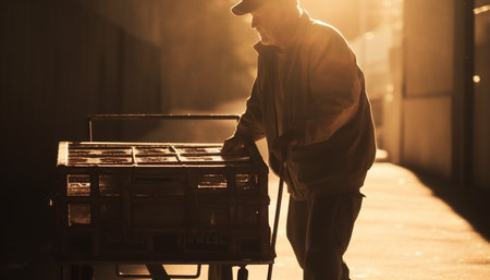 One caucasian engineer standing outdoors repairing machinery in metal industry generated by artificial intelligenceの素材