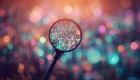Abstract optical instrument magnifies material, defocused background, selective focus technique generated by artificial intelligenceの素材