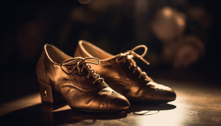 Modern men leather dress shoes, shiny and elegant, for business generated by artificial intelligenceの素材