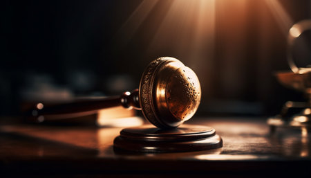 Old fashioned stethoscope on wooden table, selective focus on foreground generated by artificial intelligenceの素材